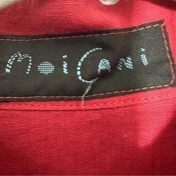 MoiCani Red Linen Button Down Tunic Shirt - Picture 4 of 8